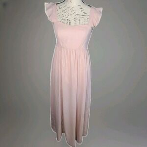 Show Me Your‎ Mumu Pink Maxi Dress Small Flutter Sleeve Smocked Back Bridesmaid